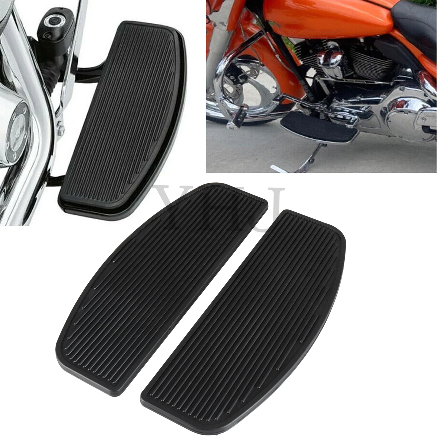 For Harley Touring Road King Electra Glide Tour Glide Motorcycle Front Rider Insert Floorboard Footboard Footrest Footpegs Black