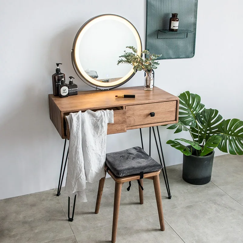 Nordic bedroom small vanity vanity vanity, internet-famous solid wood  table, modern minimalist ins, walnut  table