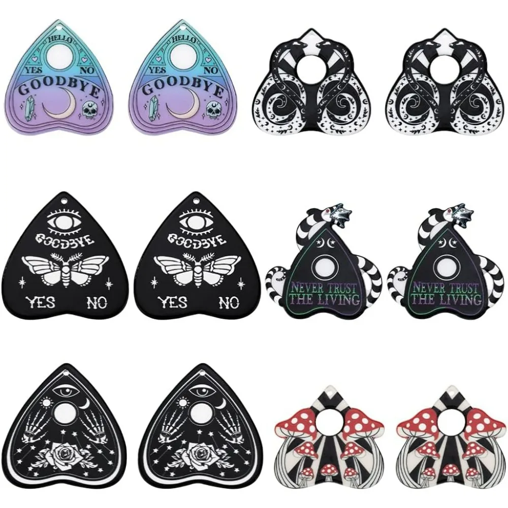 1 Box 24Pcs Gothic Style Ouijas Charm Planchette Charms Divination Board Metaphysical Message Board Acrylic making kit