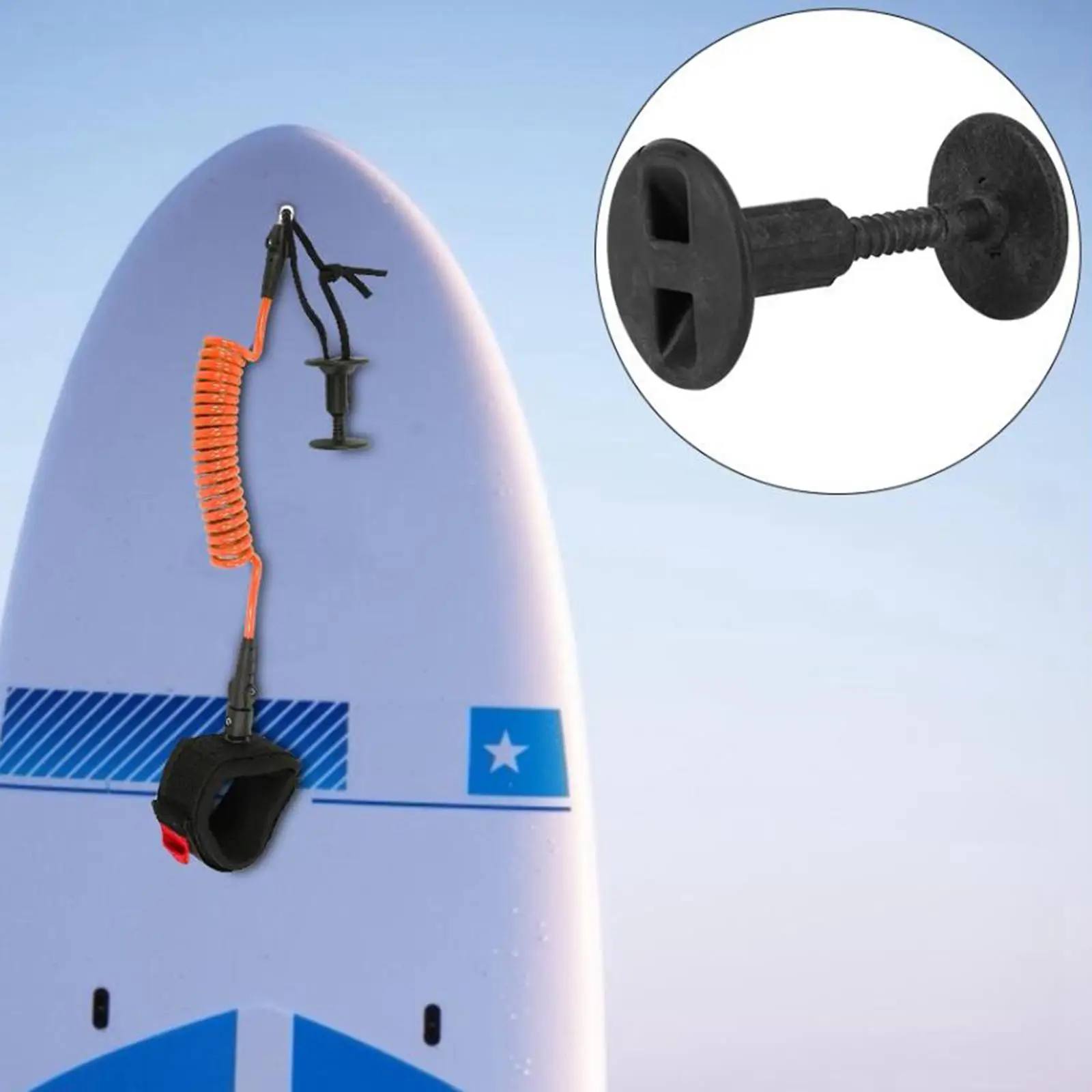 Durable Nylon Surfboard Leash Paddle Board Leg Rope Plugs Screw Mount Screw