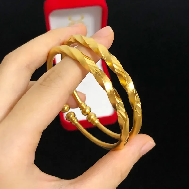 18k cor de ouro pulseira aberta para mulheres, bracelete, jóias finas, charme, empurrar, noiva, casamento, noivado, presentes