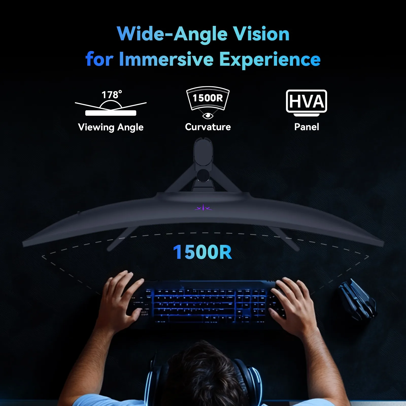 شاشات منحنية KTC H34S5، R1500، 21:9 HVA WQHD، 3440 * 1440@180 هرتز، 34 بوصة، نسبة التباين 4000:1، وقت استجابة GTG 1 مللي ثانية #6