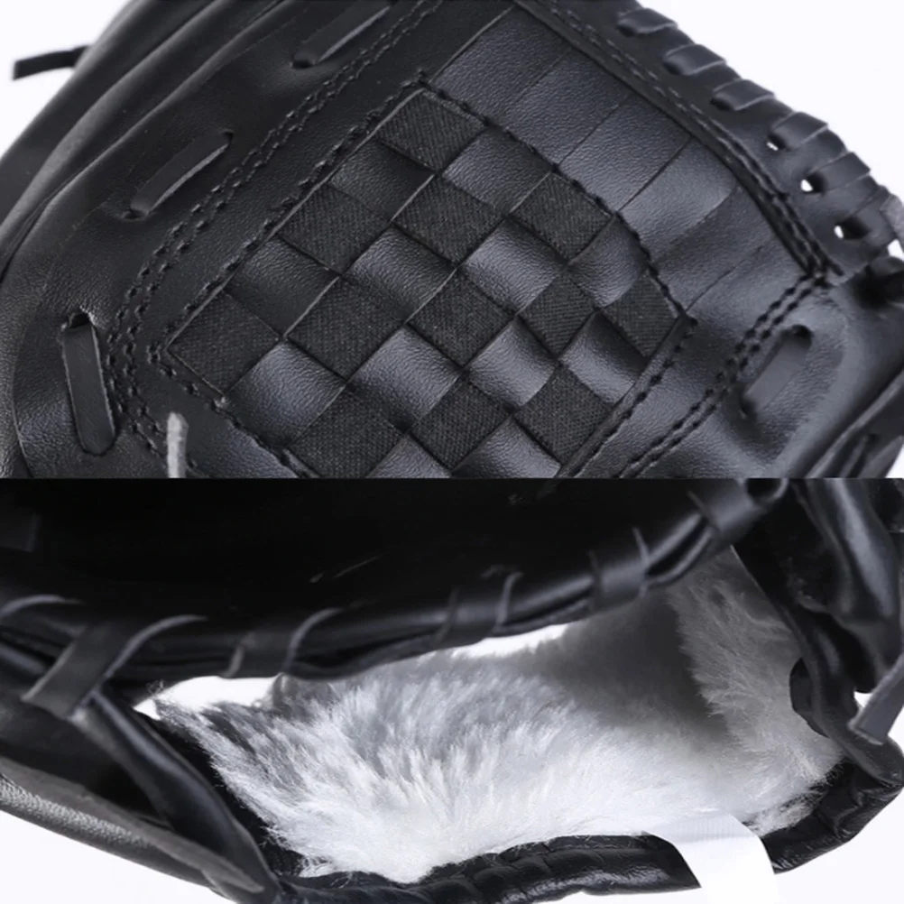 

1pc 10.5 Inch Baseball Gloves For Kids Adults Black Thickened Pu Softball Infield Glove Sports Training Gear Team Sport
