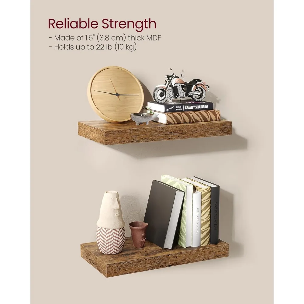 مجموعة أرفف حائط مكونة من 2، أرفف عائمة، مثبتة على الحائط، 8 × 15.7 × 1.5 بوصة، أرفف عرض لإطارات الصور، ديكور الحائط، H #5