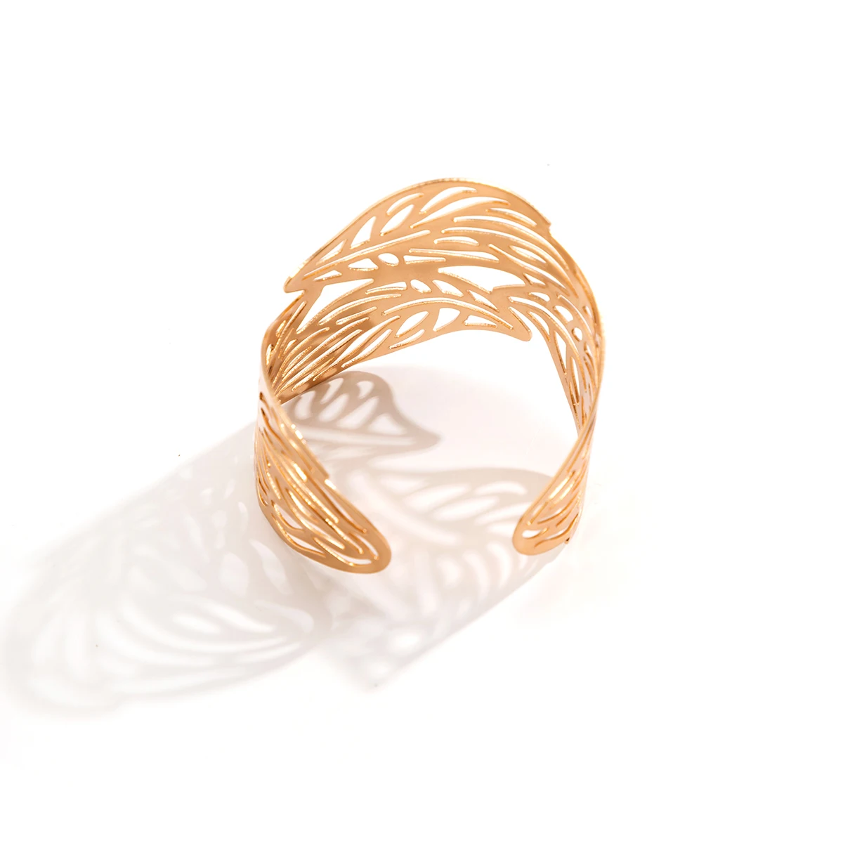 Lacteo Trendy Hollow Wide Cuff Bracelet Leaf Flower Shape Opening Gold Color Big Bangle for Women Jewelry Fashion Punk Ladies