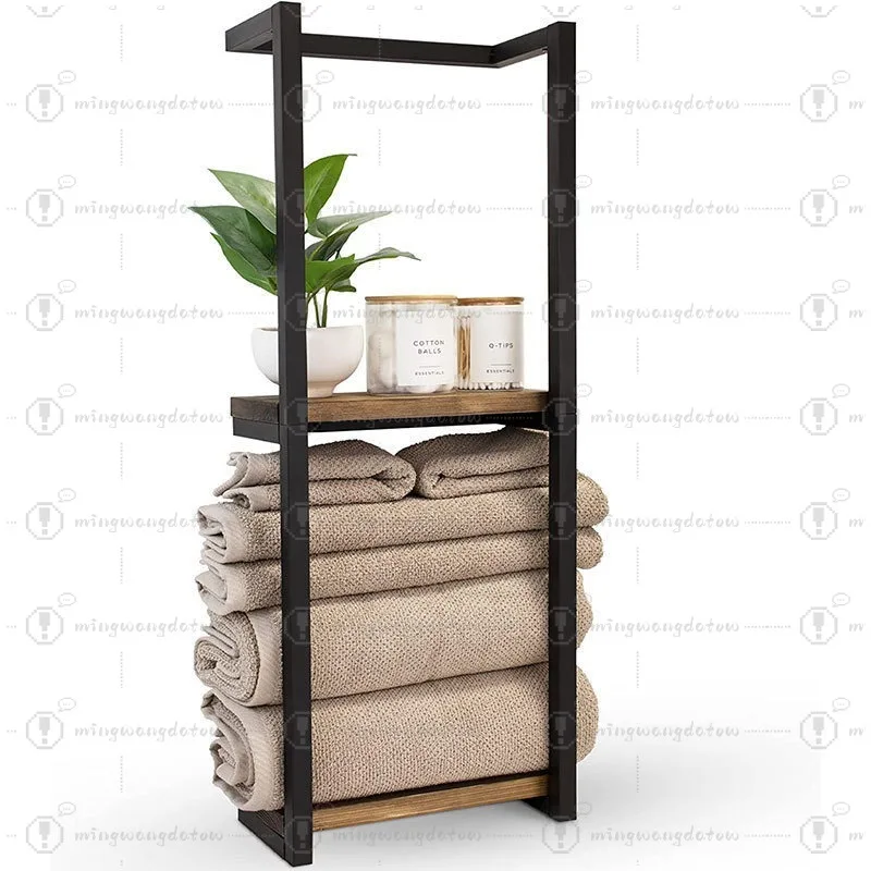 3 Layer Wall Mount Bath Towel Shelf, Drilling Mounted Bathroom Storage Rack Towel Bar for Shower Room