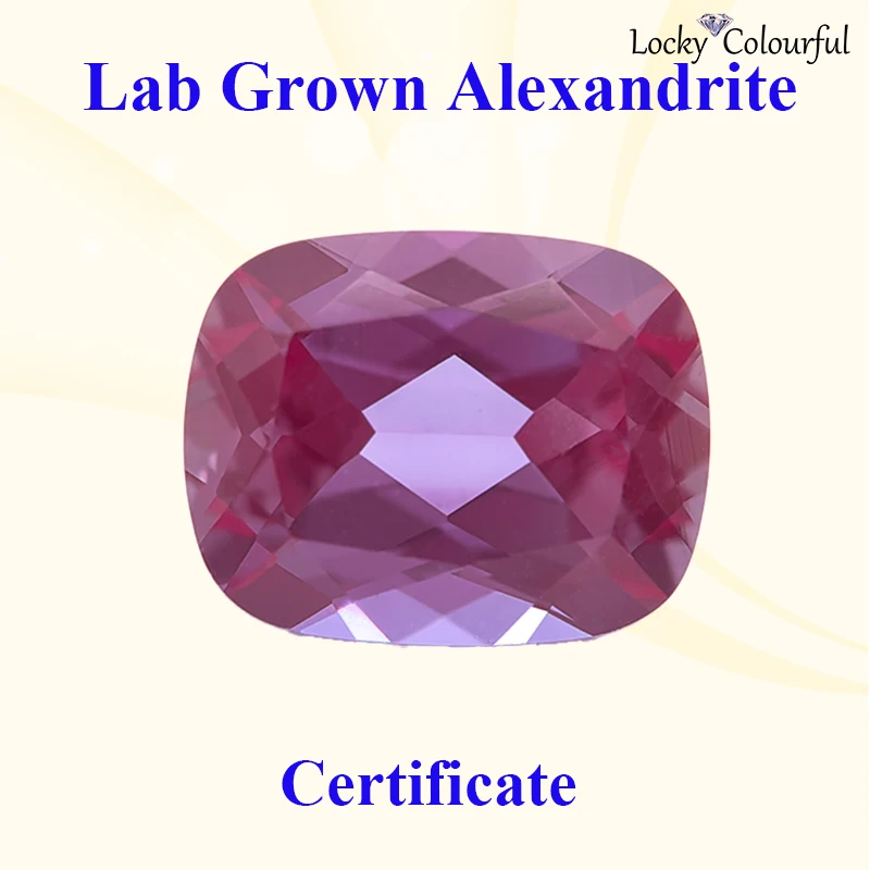 

Lab Grown Alexandrite Stone Purple Color Rectangle Cushion Shape Selectable AGL Certificate Charms for Diy Jewelry Making Rings