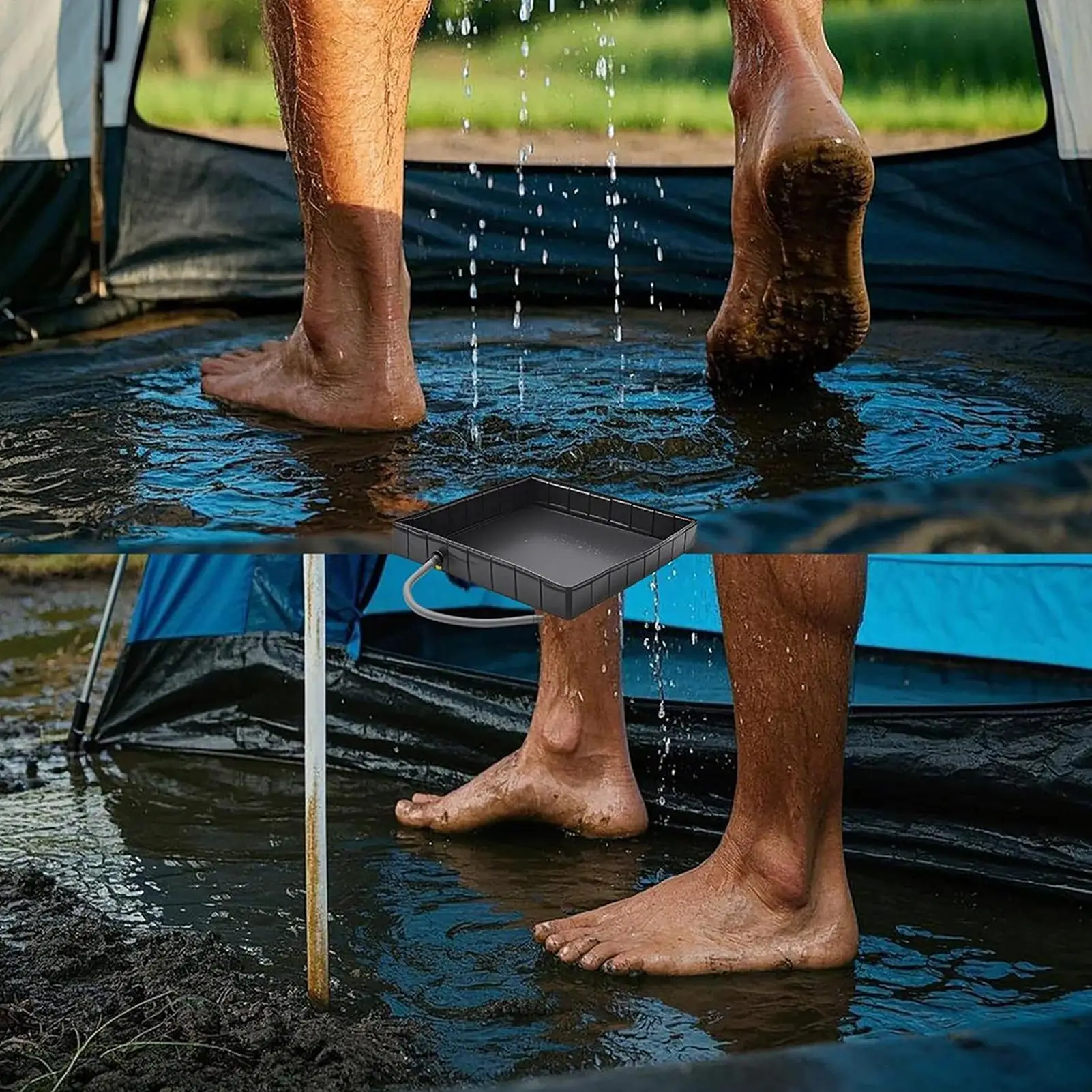 Outdoor Shower Base Portable Shower Floor With Drain Hole Portable Basin Flooring Camping Gear For Sauna Pet Bath Garden Patio