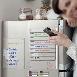 Magnetic Calendar Fridge Whiteboard Reusable Clear Planner Refrigerator Blackboard Acrylic Dry Erase Schedule Week Message Menu