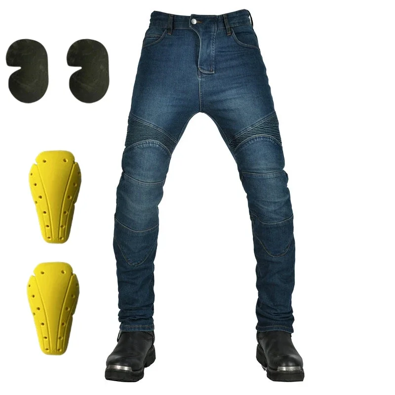 

Men Classic Riding Jeans Protective Device Racing Accessories Anti-fall All Seasons Retro Style Soft Motorcycle Rider Pants