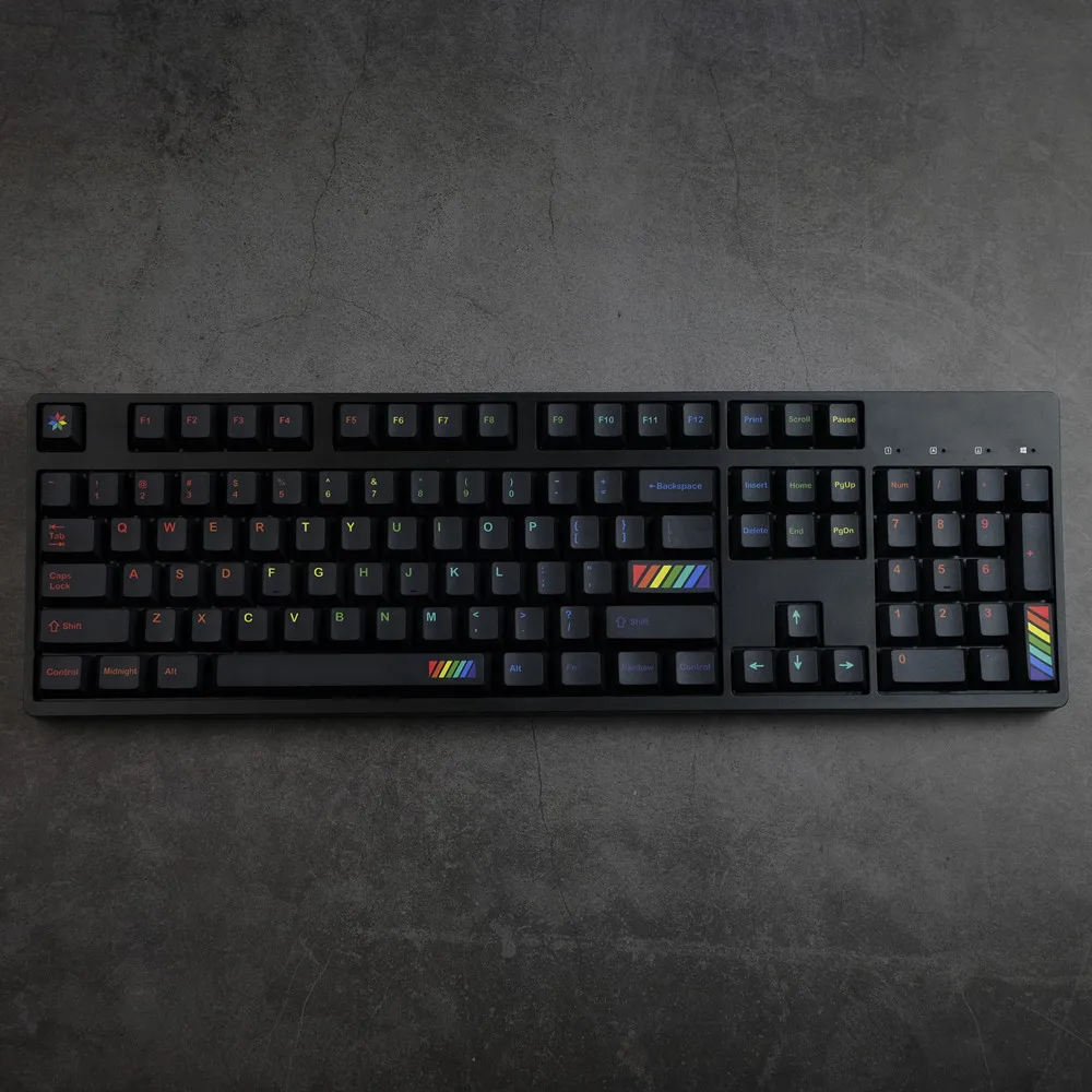 GMK Midnight Rainbow Keycaps, 140 Keys PBT Keycaps Cherry Profile DYE-SUB Personalized GMK Keycaps For Mechanical Keyboard