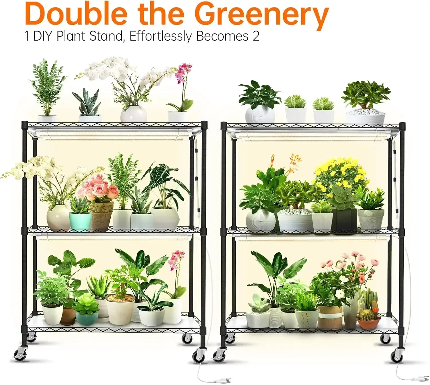 

Bestseller[XMSJ]DIY Plant Shelf with Grow Lights, Grow Light Shelf with Adjustable Rack and Wheels, Plant Stand, 8-Pack 192W T8