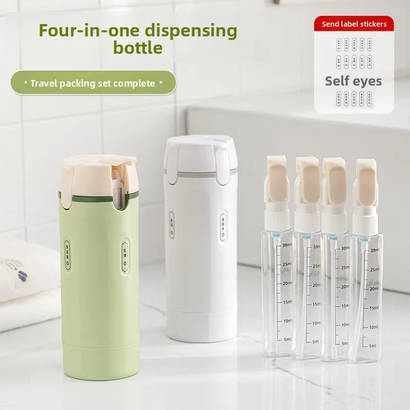 Botellas de Viaje Recargables 4 en 1, Envases Cosméticos Portátiles, Botellas de Almacenamiento de Viaje para Champú y Gel de Ducha