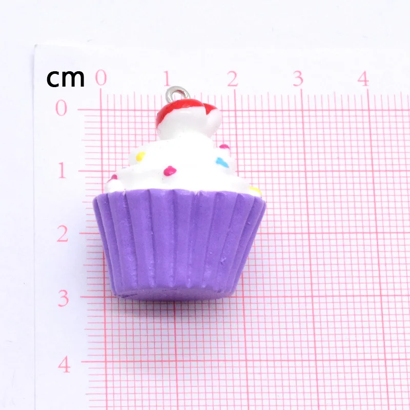 2 pezzi 3D cuore crema Cupcake resina Charms divertente torta artigianato ciondolo per portachiavi gioielli fai da te