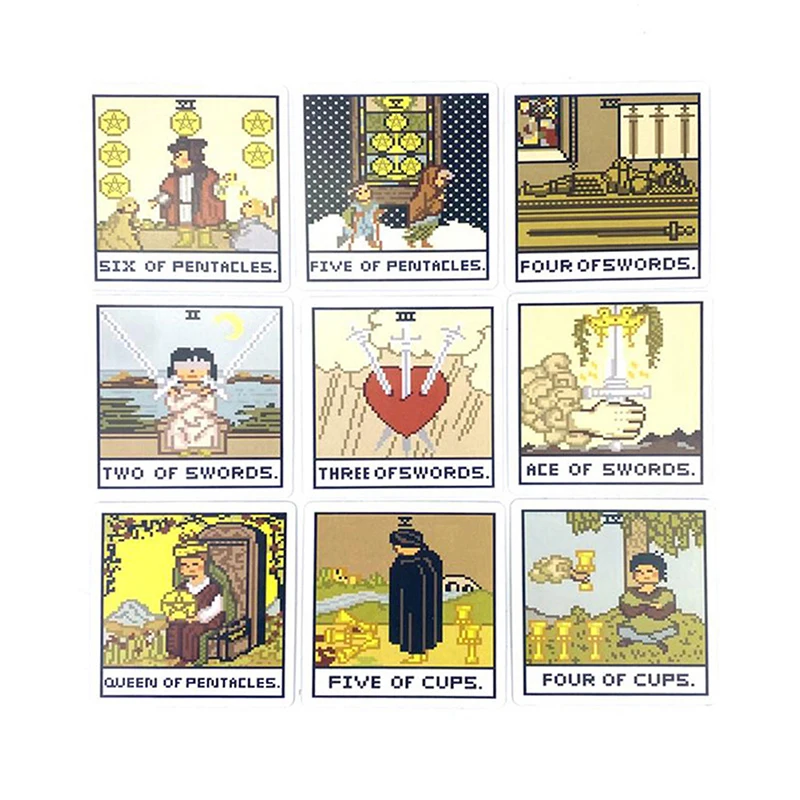 Octet Pixel Wind Tarot 8 Bit Fantasy Tarot Deck Card Prophecy Divination Family Party Board Fortune Telling Game Beginners Card