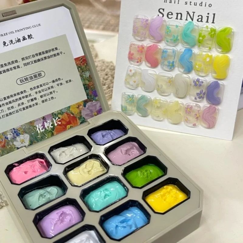 

12Colors Sculpture Oil Painting Soak Off Gel Nail Modeling Gel Carving Nail Texture Glue Soild 3D Sculpture Creative DIY Gel