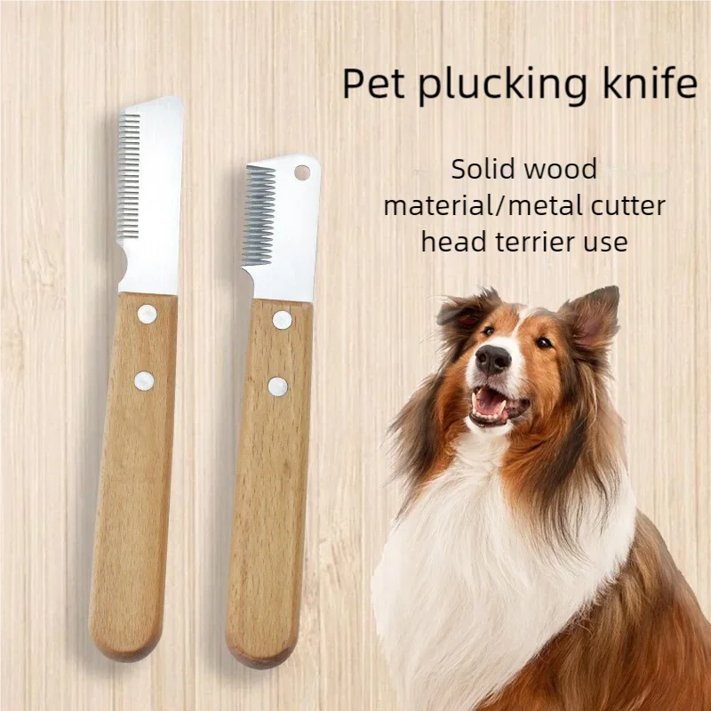 Neue Professionelle Pet Haar Entfernung Messer Hund Kamm Edelstahl Holzgriff Abisolieren Messer Haarentferner Pflege Hund Zubehör