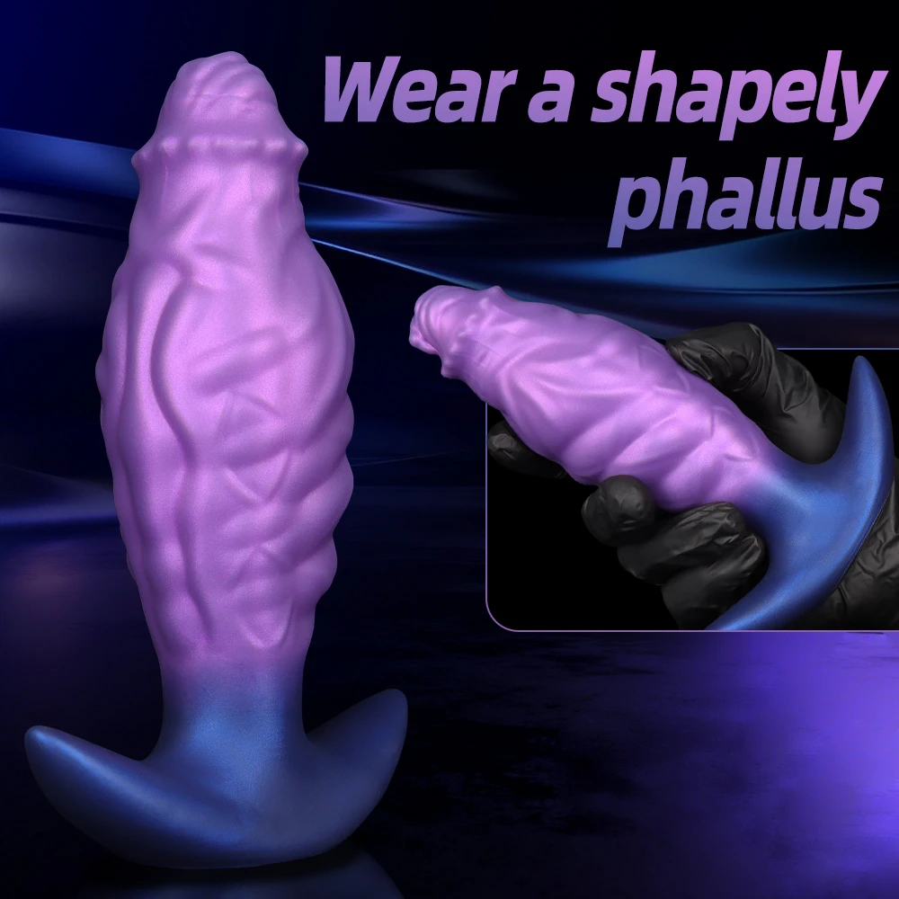 Anal Plug Dildo Wearing Purple Blue Gradient Texture Monster Fantasy Anal Dilator Unisex G-spot Stimulation Masturbator Sex Toys view 5