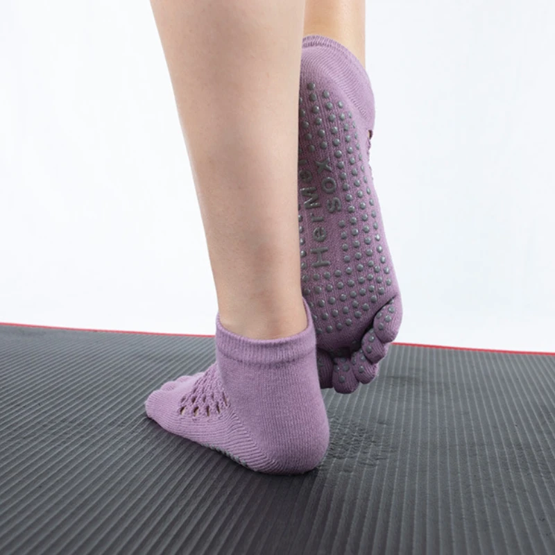 New Cotton Mesh Breathable Short Yoga Socks Non-slip Five-toe Socks Pilates Socks Indoor Dance Fitness Sports Socks Floor Socks