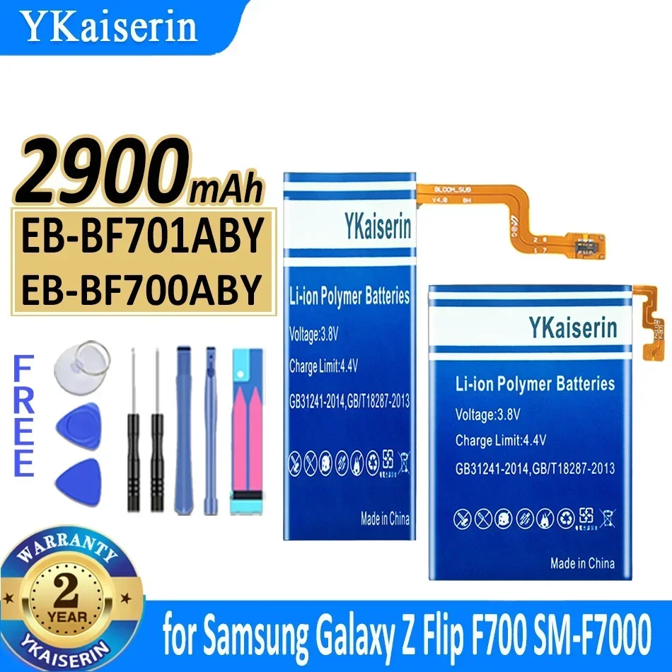 1500mAh/2900mAh YKaiserin Battery EB-BF701ABY EB-BF700ABY for Samsung Galaxy Z Flip F700 SM-F7000 Bateria