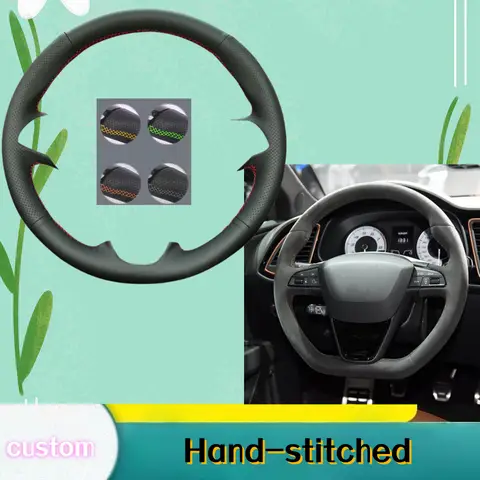 Özel el dikişi kaymaz araba direksiyon kılıfı Seat Leon Cupra R Leon ST Cupra Leon ST mikrofiber deri