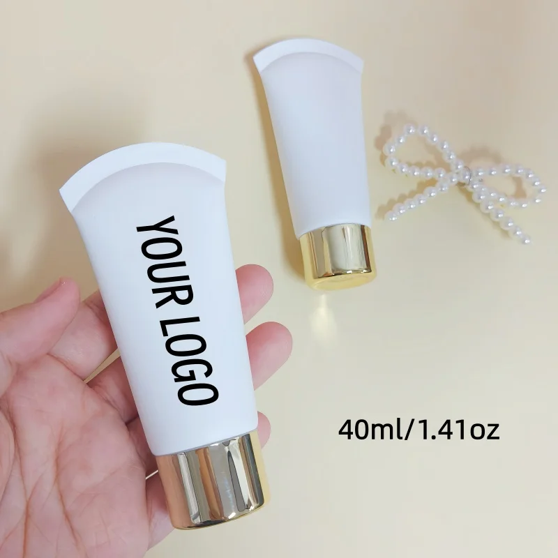 【Logo Custom】50Pcs Customized 40g Frosted White Curved Tail Hose Screw Caps/octagonal Caps Small Batch Customization Factory