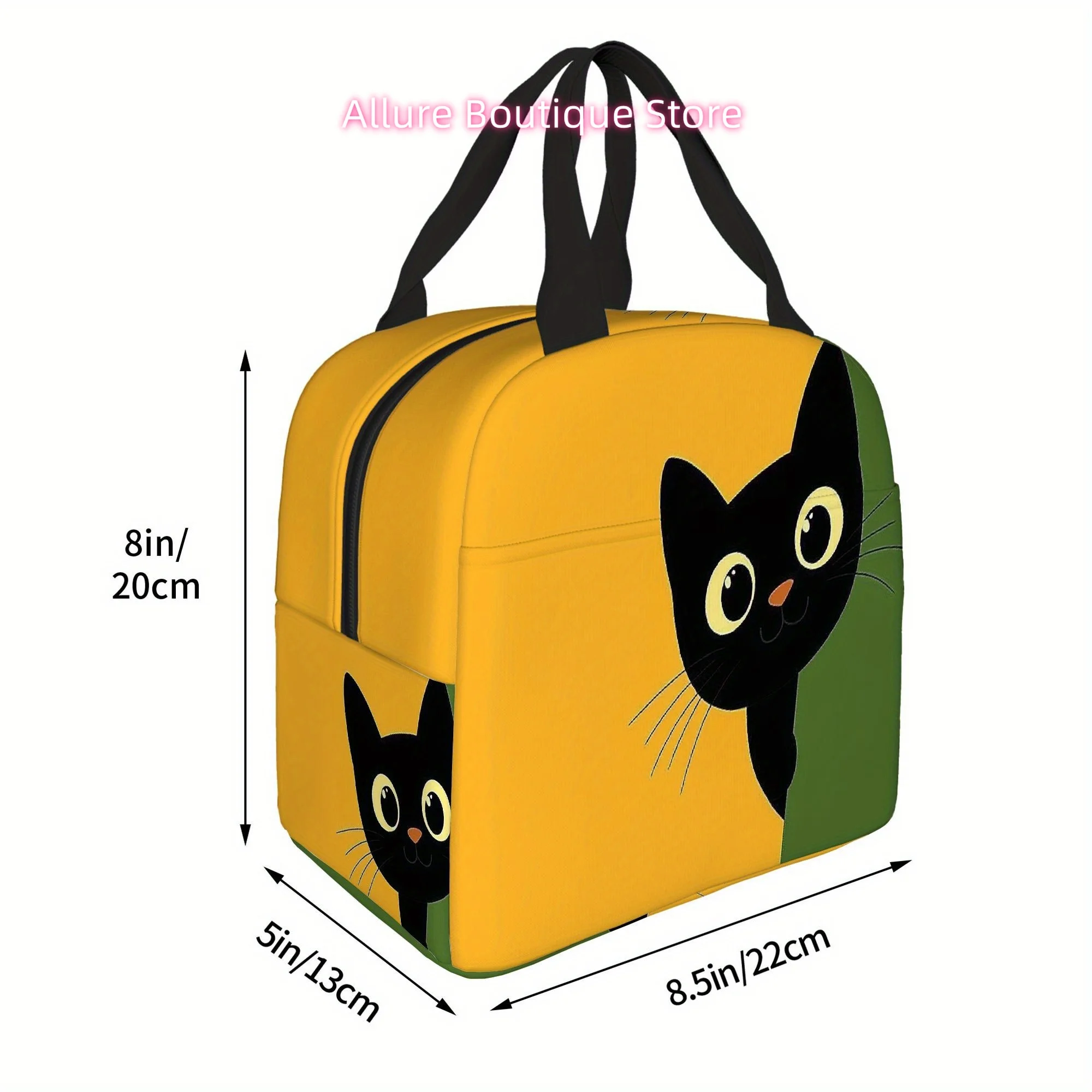 1pc Thermal Insulated Bag with Cute Black Cat Design - Non-Food Contact Thermal Insulation for Hot/Cold Storage, Portable Therma