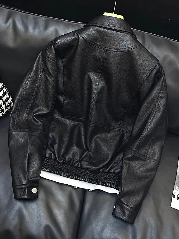 

Trendy Biker Sle Leather Jaet Men's ort Casual Haome New Spring Autumn Zipper Closure Long Sve Slim Fit Coat