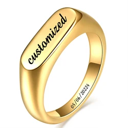 Customizable Stainless Steel Signet Rings for Men Women Minimalist 4MM Wide Finger Rings Trend Wedding Couple Jewelry Gift Hot