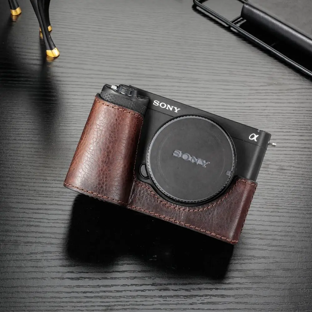 

Handwork Photo Camera Genuine Leather Cowhide Bag Body Box Case Half for Sony A6100 A6300 A6400 A6100 Protective Cover Grip Base