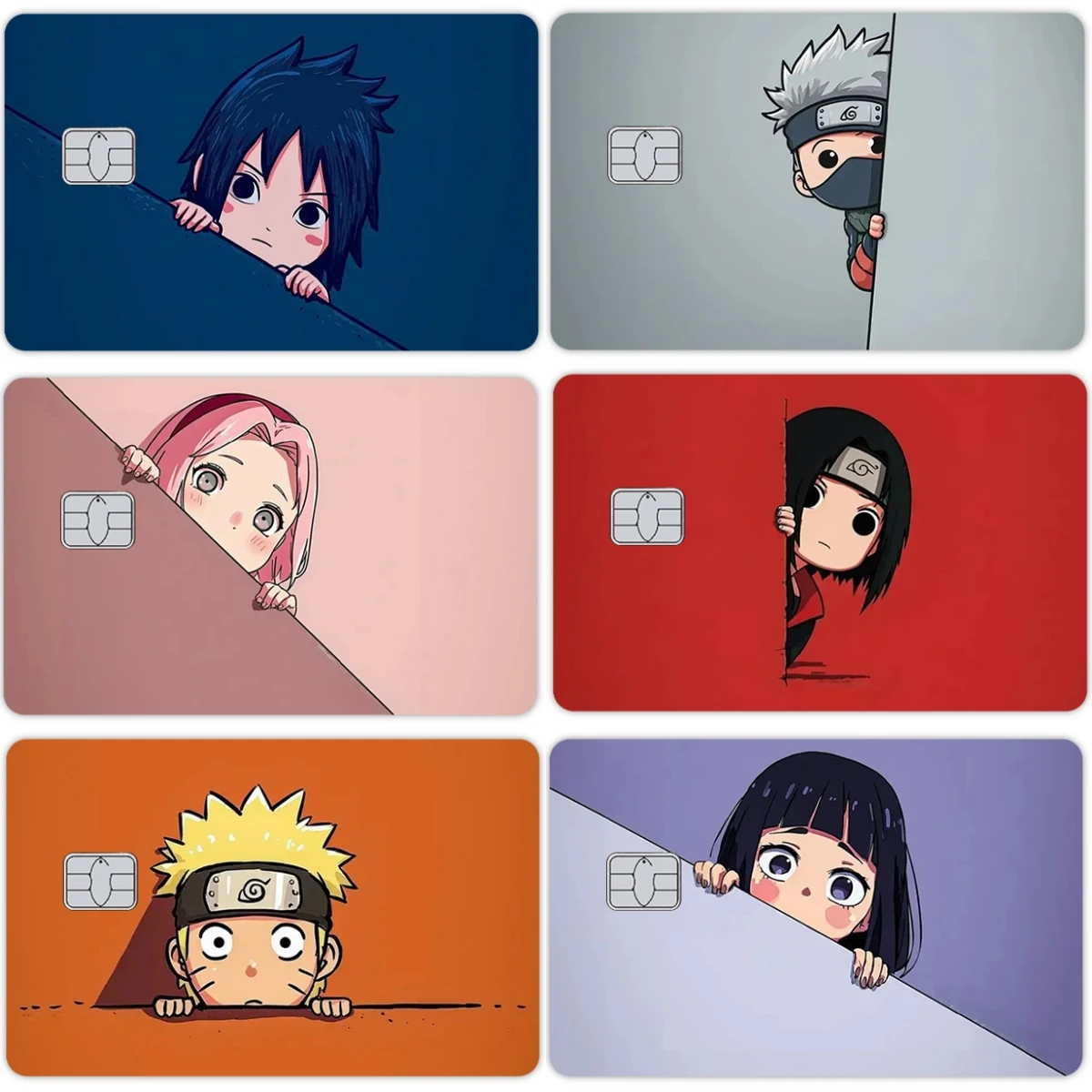 

Cartoon Anime Sasuke Kakashi Sakura Diy Waterproof Stickers Kawaii Film Skin Tape for Debit Credit Visa Metro Card Sticker Gifts