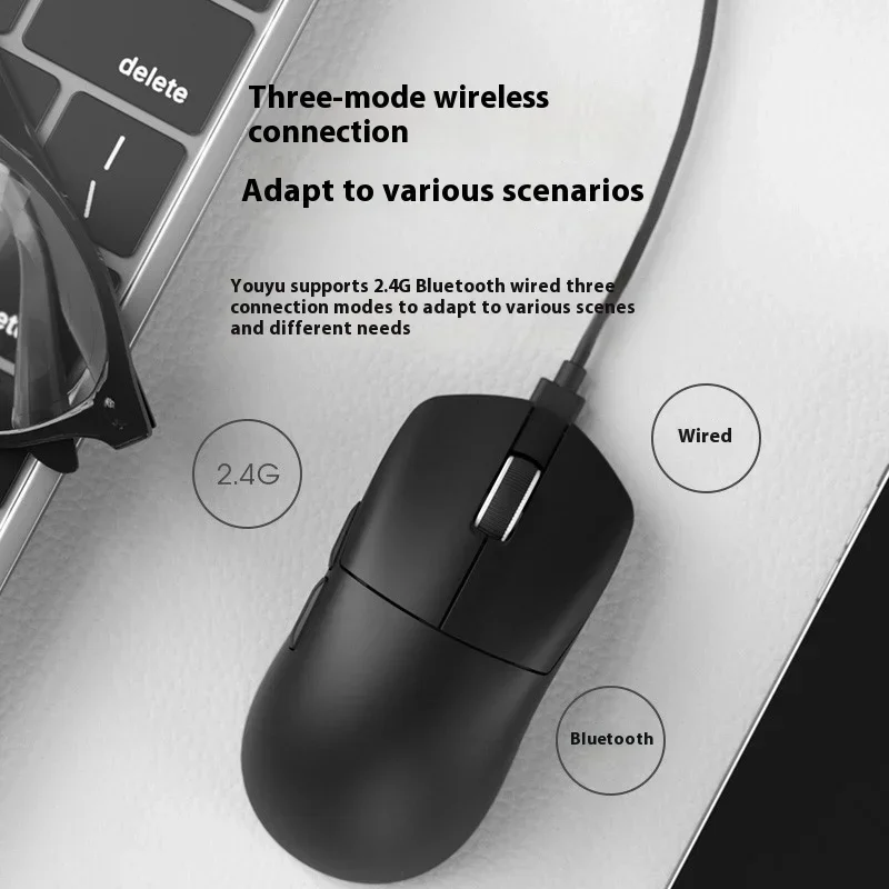 Skn youyu pro drahtlose maus drei modus paw3950 sensor 8k fps gaming maus leichte niedrige verzögerung 600mah gamer pc zubehör