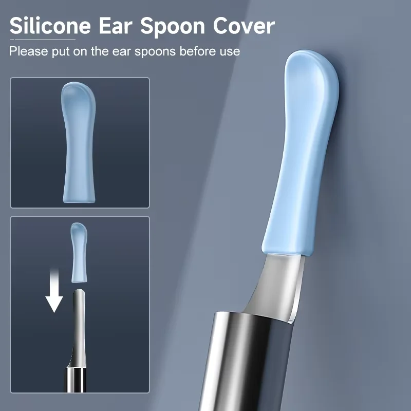 Smart Visual Ear Pick Set Interchangeable Head HD Endoscope Mother Baby Grade Silicone Protective Ear Pick with Childproof Lock