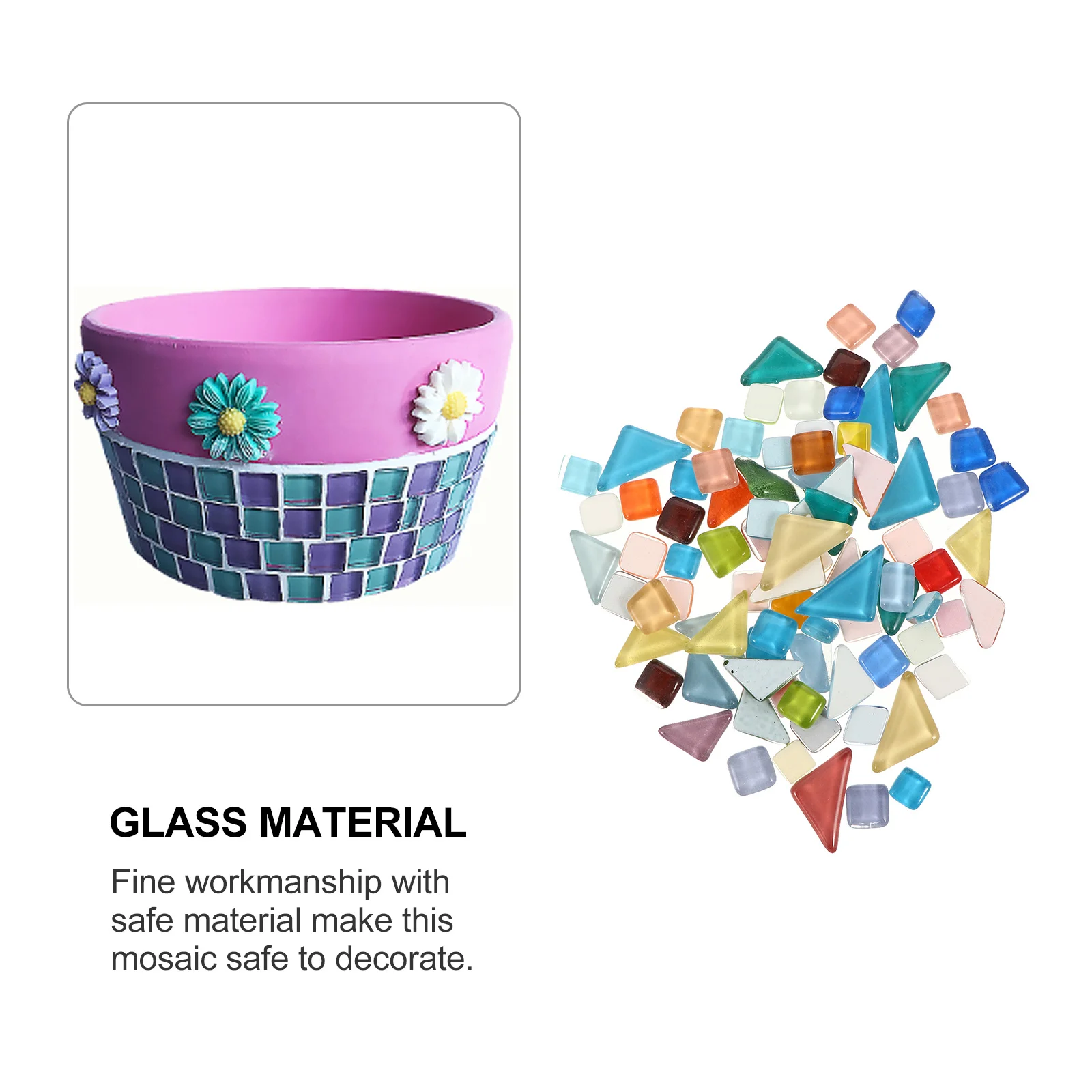 

200G Mosaic Tiles Glass Supplies Assorted Colors DIY Decorative Art Pieces for Home Wall Lamp Table Decoration