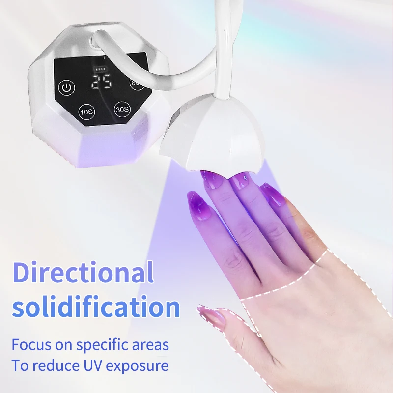 مصباح أظافر لاسلكي LED للأشعة فوق البنفسجية، مجفف أظافر قابل لإعادة الشحن، مستشعر تلقائي، تحكم باللمس، سريع الجفاف، ضوء أظافر 360 درجة °   مصباح طاولة قابل للانحناء