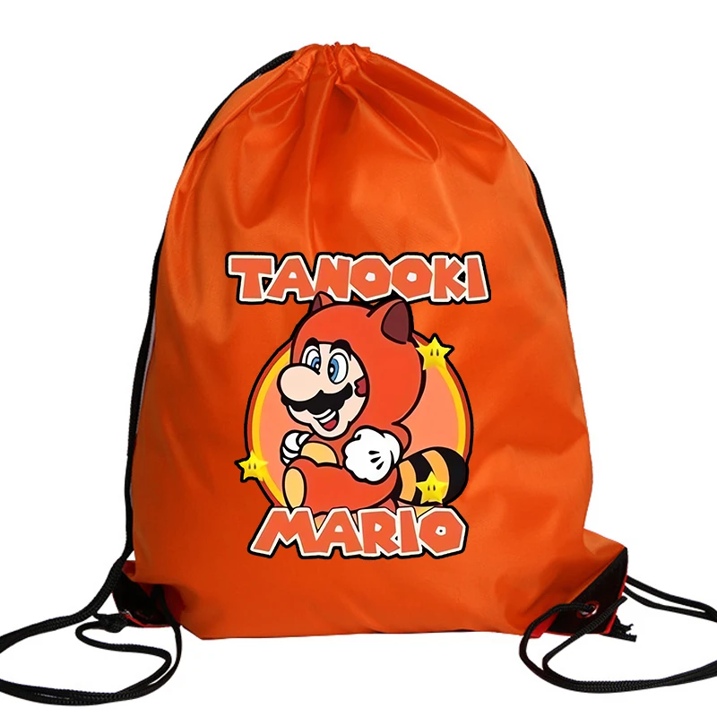 New Super Mario Bros Drawstring Bag Cartoon Printed Storage Bags Children Handbag Boys Large-capacity Tote Bag Birthday Gifts