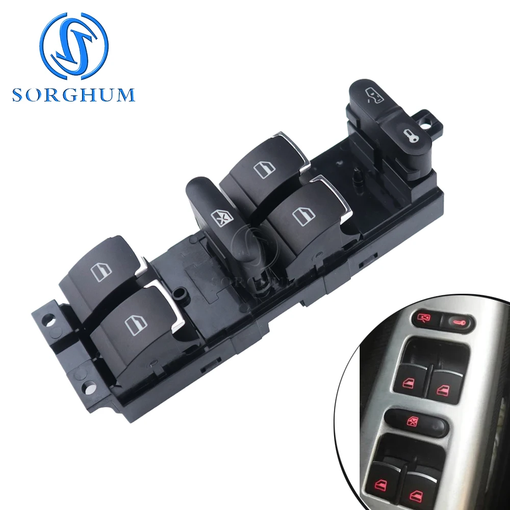 SORGHUM OEM 3BD959857 For 3BD VW Window Switch GTI Golf MK4 Jetta Seat Leon BORA Passat B5 Power Window Switch Conrol Button