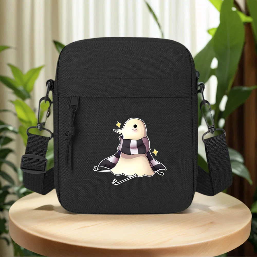 Bird striped scarf cute sitting Men Crossbody Bag Single Shoulder Women Cartoon Anime Film Printing Design Unisex