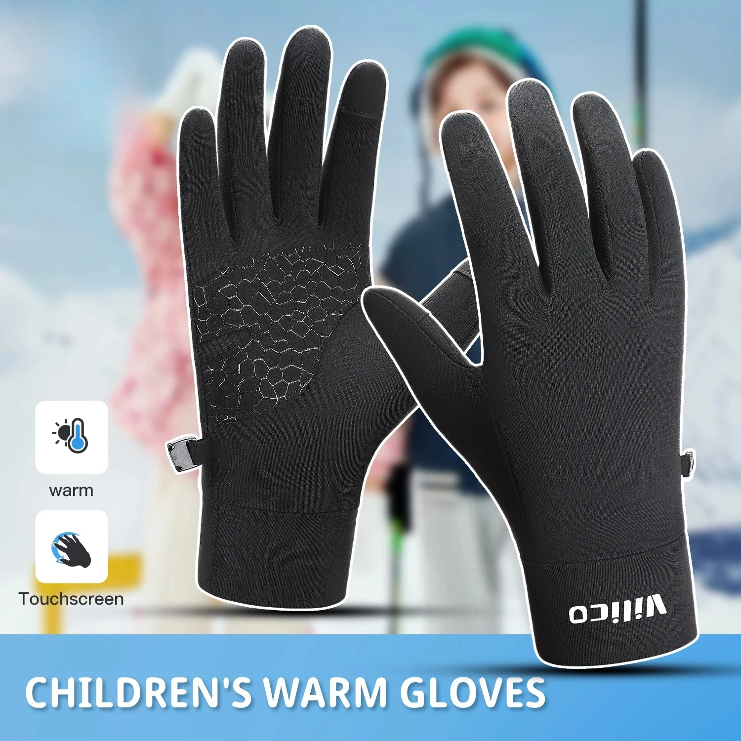 

Kids Cycling Gloves Guantes Winter Warm Full Fingers Gloves Waterproof Windstop Ski Touch Screen Fleece Gloves