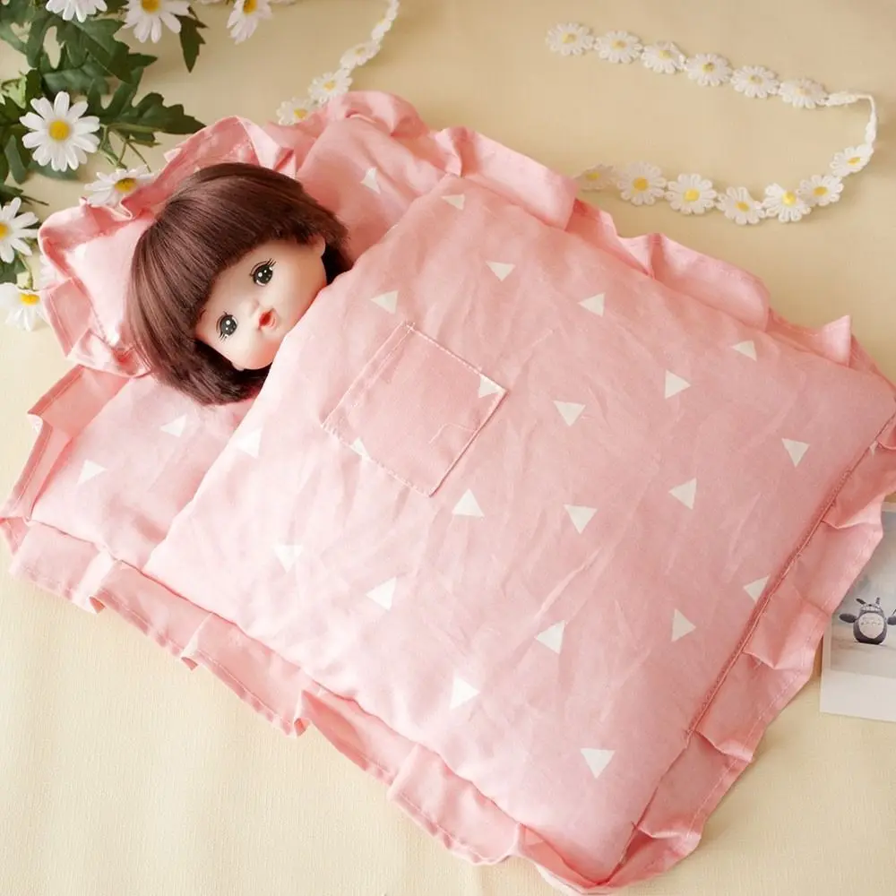 

Decor With Pillow Sleeping Bag Clothes Bedroom Miniature Bed Sheet 32 cm Cloth Bedding Four Piece Girl Gift