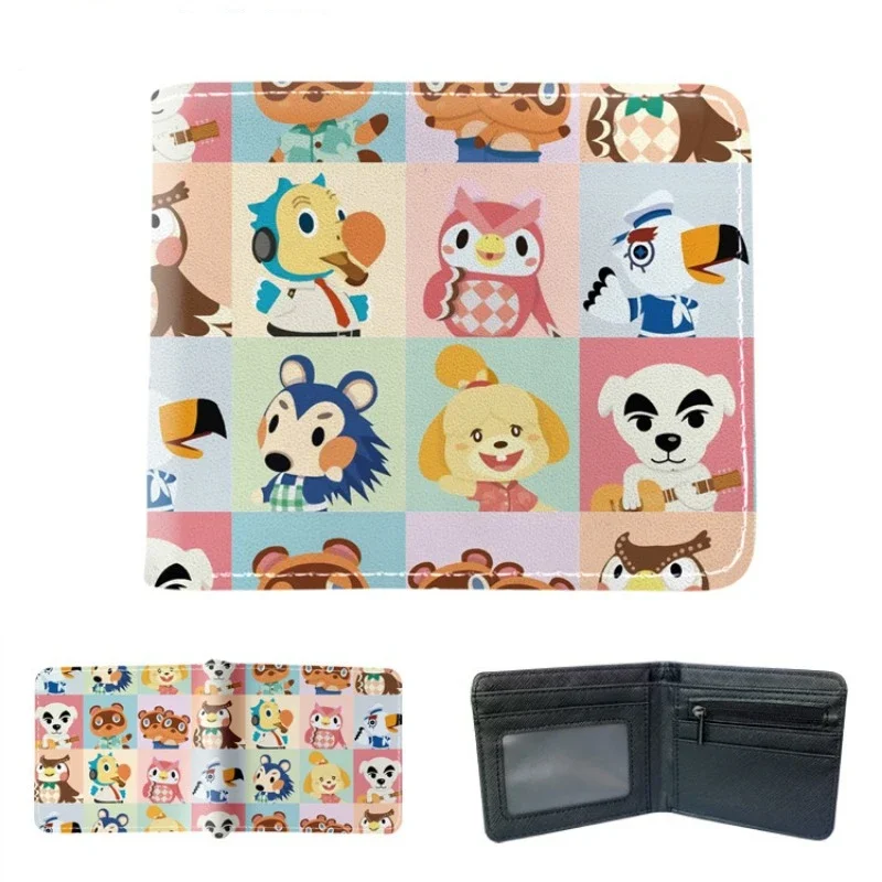 Animal Crossing PU Wallets for Man and Women Anime Figure Isabelle Tom Nook Cosplay Short Coin Purse Kawaii Cartoon Purses Gifts