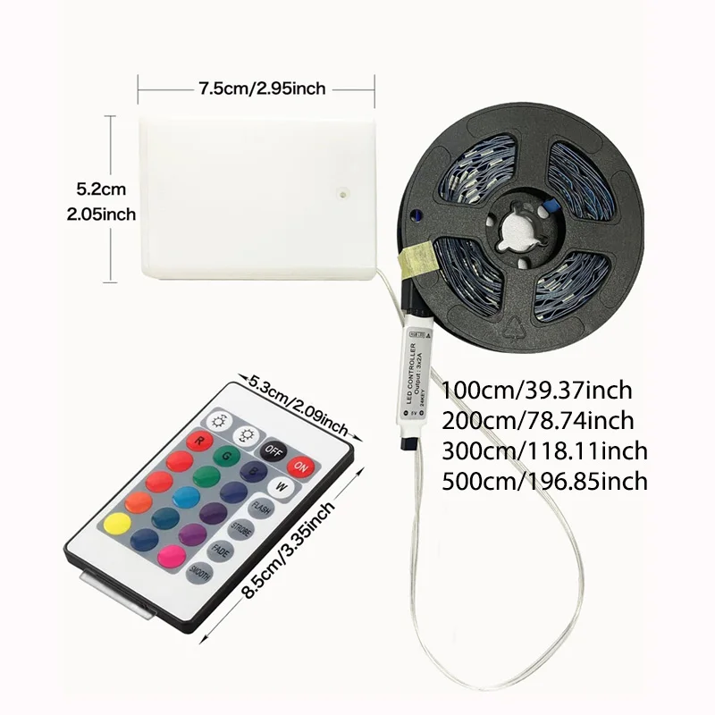 Imagem -02 - Fita Rgb Flexível Led Strip Lights Bateria 3aa Luz para Quarto Vaidade Computador Armário de Vinho Armário 5050smd 5v