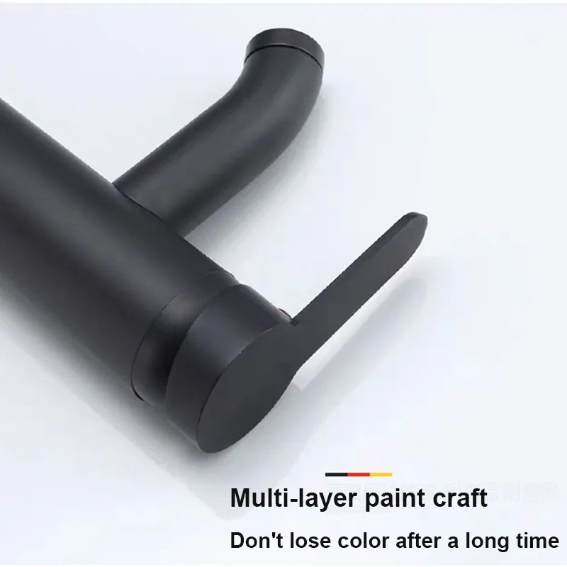 الذهب الأسود حوض للحمام صنبور الباردة والساخنة خلاط مياه الحنفية سطح الخيالة ثقب واحد ومقبض نمط طويل القامة