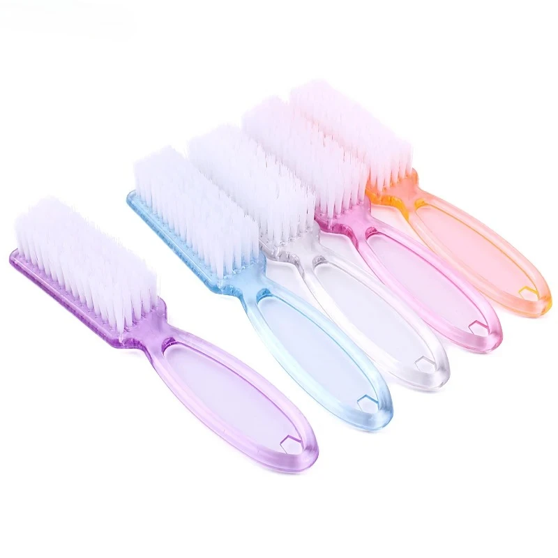 4Pcs Transparent Nail Brush Cleaning Brushes Plastic Handle Grip Multifunctional Brush Cleaner Scrubbing Pedicure For Manicure