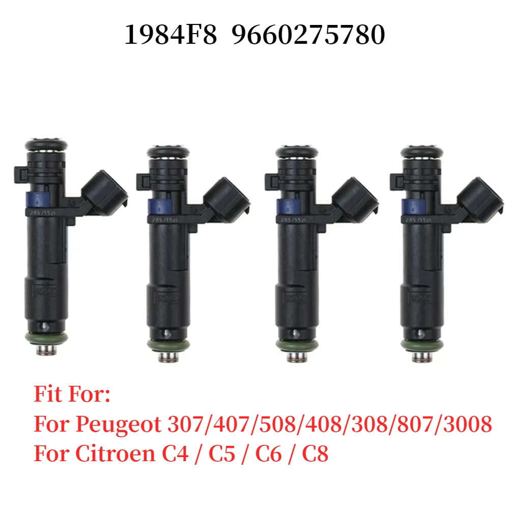 

​4Pcs 1984F8 Fuel Nozzle for Peugeot 307/407/508/408/308/807/3008 for Citroen C4 / C5 / C6 / C8 9660275780