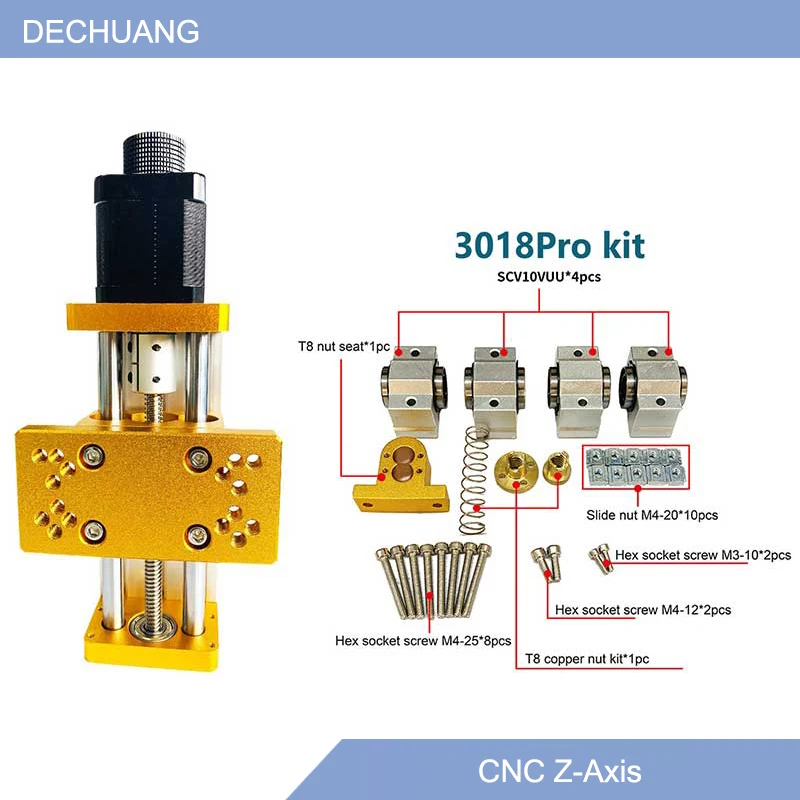 

CNC Z-Axis Slide Module Screw Slide Table Linear Rail Guide for CNC 3018 Pro Router Compatible With 300W/500W Spindle