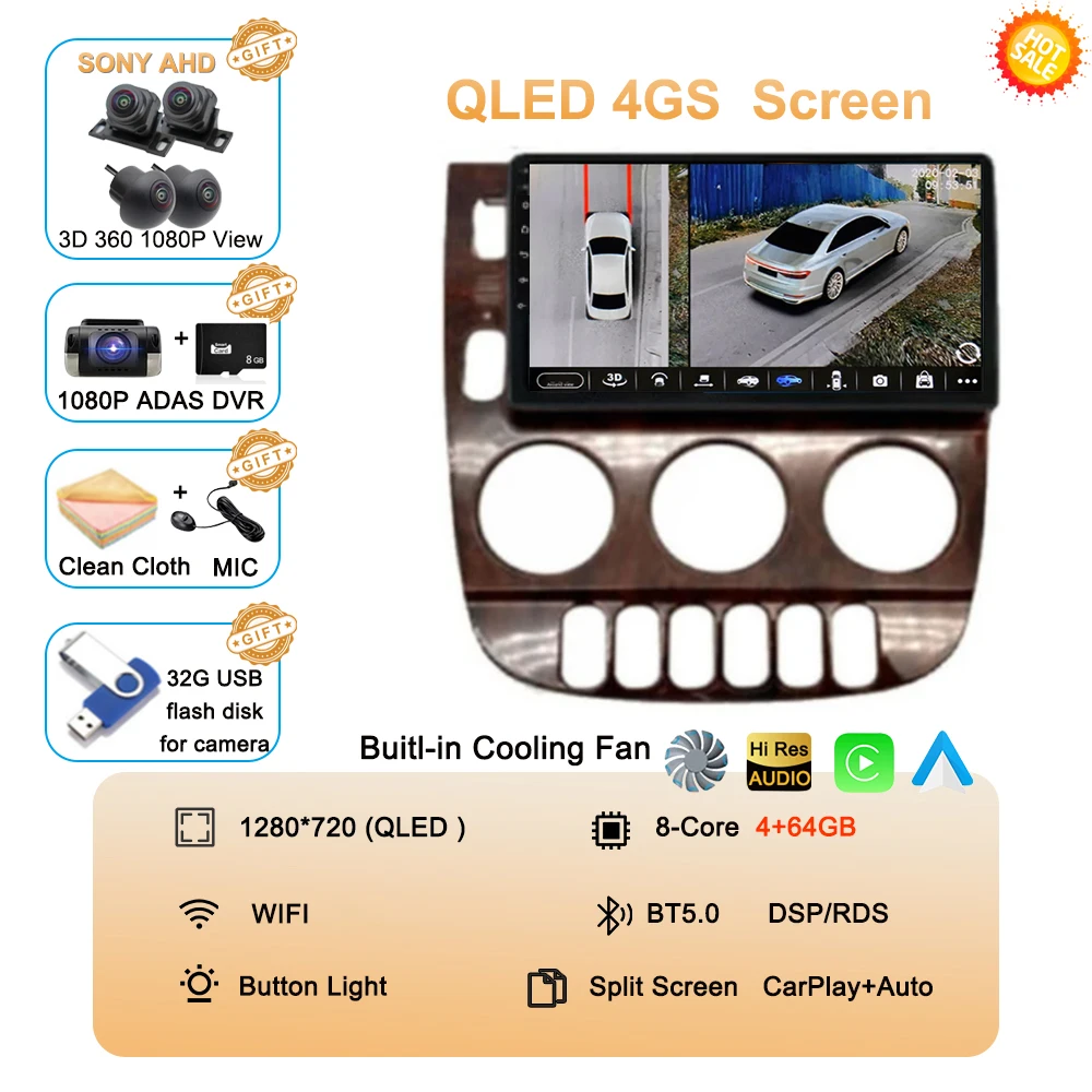 Android 15 Carplay Auto Voor Benz M-Klasse W163 ML 1997 1998 1999 2001 2002 2003 2004 2005 Autoradio multimedia Speler Stereo DSP