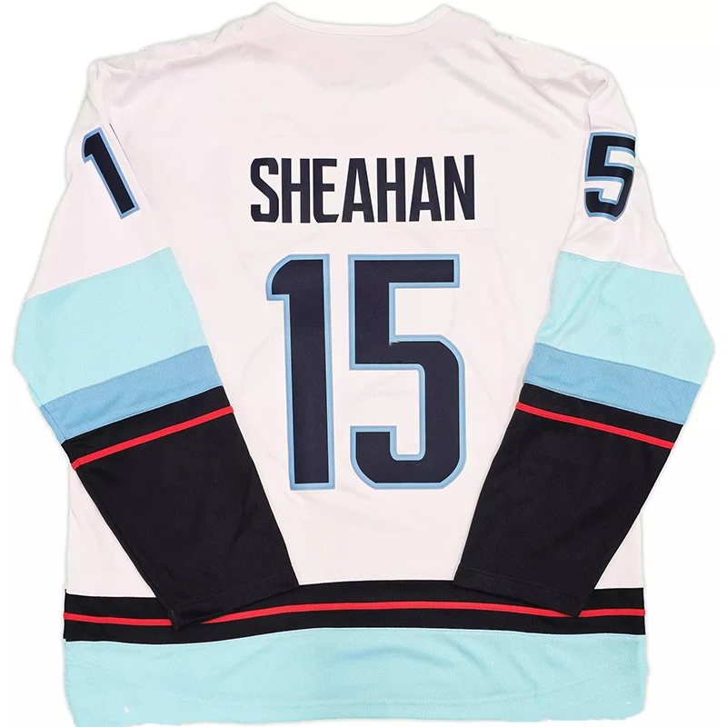 Kraken Riley Sheahan Sport Jersey Ice Hockey Jersey Sheahan No.15 Long Sleeve Jersey Breatable Oversized Loose Unisex Tshirt