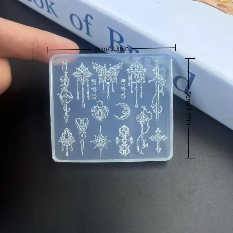 1 Pcs European Retro 3D Relief Silicone Mold Transparent Flower Bow Tie Nail Art Carving Mould Template