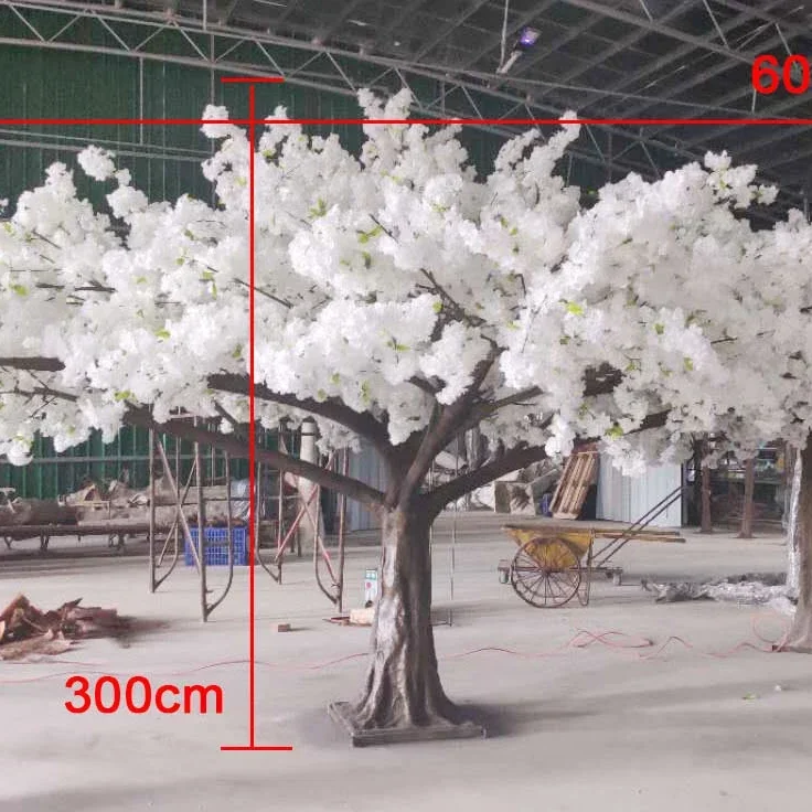 2026 New Fairy Style Wedding 3m Height 6m Wide Fake Large Blossom Flowers Trees White Artificial Cherry Tree